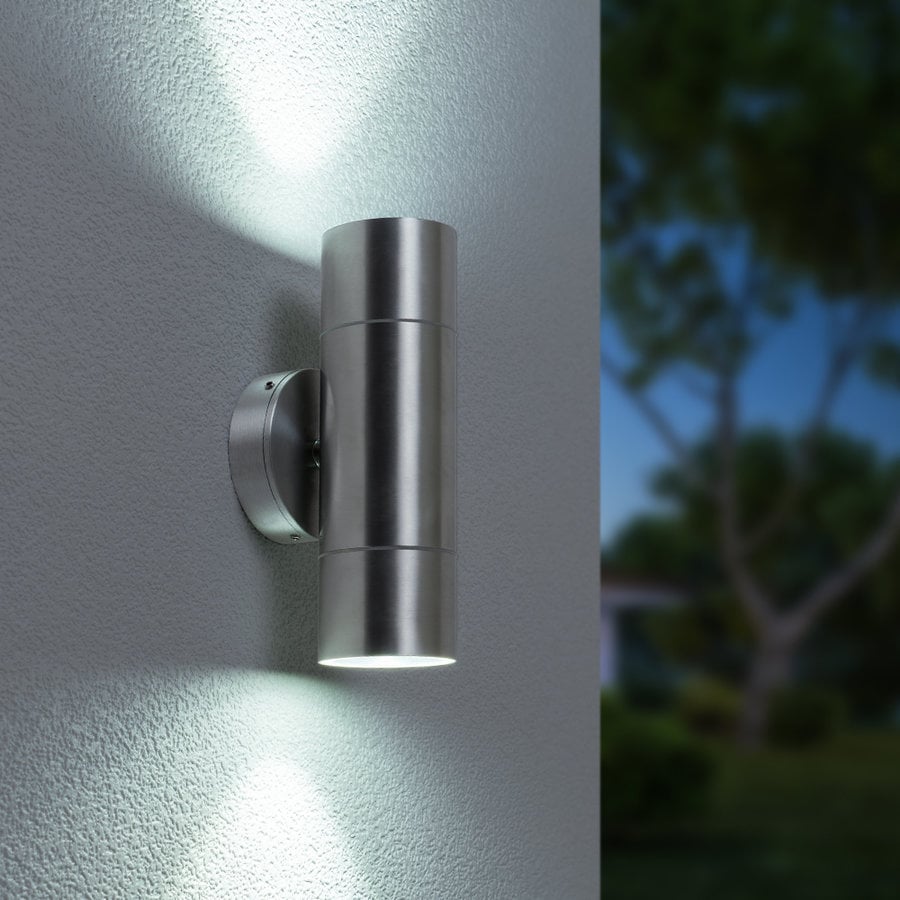 Luxus LED Außen Bereich Haus Nummern Wand Lampe rund Terrassen Strahler grau 