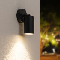 Lago tilting wall lamp - Dimmable - IP44 - Incl. 4000K neutral white GU10 spot - Indoor and outdoor spotlight - Suitable as wall and ceiling light - Black