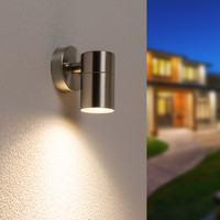 Wandlamp Mason - IP44 Spatwaterdicht - Muurlamp voor binnen en buiten - Incl. 4000K neutraal witte GU10 spot - Dimbaar - Industriële wandlamp - Roestvrij staal