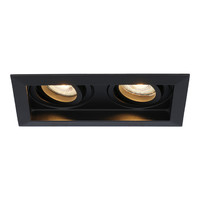 Durham dubbele LED inbouwspot - vierkant verzonken - 5 Watt - Warm wit 2700K - Kantelbaar - Dimbaar - voor binnen - Zwart