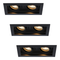 3x Durham 2-flammiger LED Einbaustrahler - 2x5W - Warmweiß 2700K - Schwenkbar - Dimmbar - Innenbereich - Schwarz