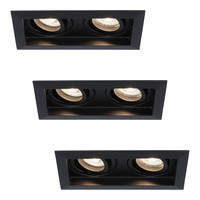 3x Durham dubbele LED inbouwspot - 2x5 Watt - Neutraal wit 4000K - Kantelbaar - Dimbaar - voor binnen - Zwart