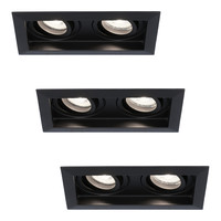 3x Durham double LED downlight - 2x5 Watt - Daylight white 6000K - Tiltable - Dimmable - for indoors - Black