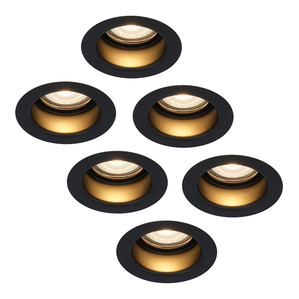 HOFTRONIC™ 6x Mari LED inbouwspot verzonken 5 Watt Warm wit 2700K Verwisselbare GU10 Dimbaar voor binnen en buiten Zwart