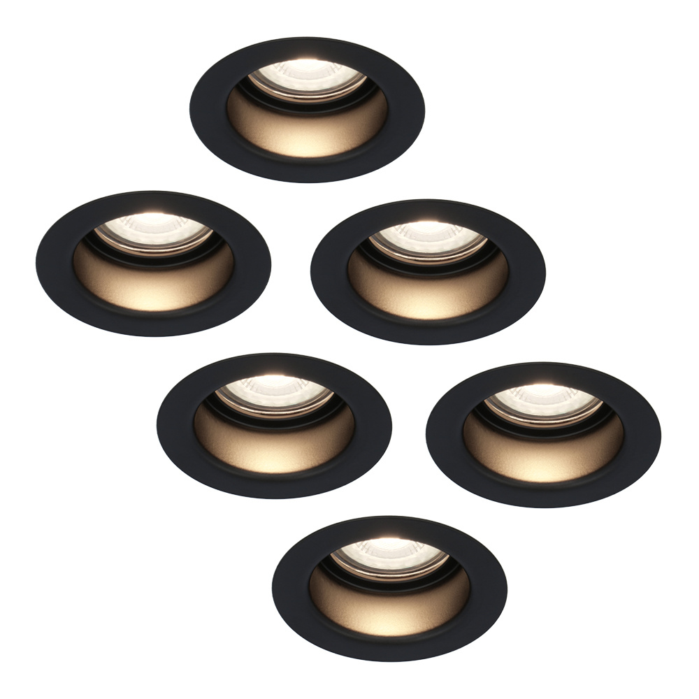 HOFTRONIC™ 6x Mari LED inbouwspot verzonken 5 Watt Neutraal wit 4000K Verwisselbare GU10 Dimbaar voor binnen en buiten Zwart