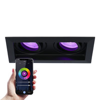 Durham double smart LED downlight - 2x5.5 Watt - RGBWW - WiFi+BLE - Tiltable - Dimmable - for indoors - Black