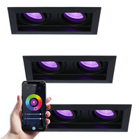 3x Durham double smart LED downlight - 2x5.5 Watt - RGBWW - WiFi+BLE - Tiltable - Dimmable - for indoors - Black