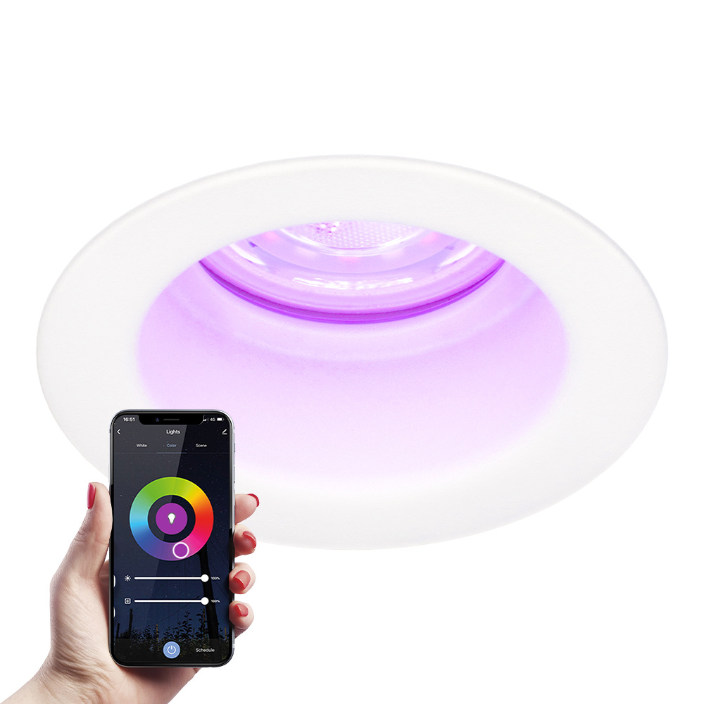 HOFTRONIC SMART Mari smart LED inbouwspot verzonken 5.5 Watt RGBWW WiFi BLE Verwisselbare GU10 Dimbaar voor binnen en buiten Wit