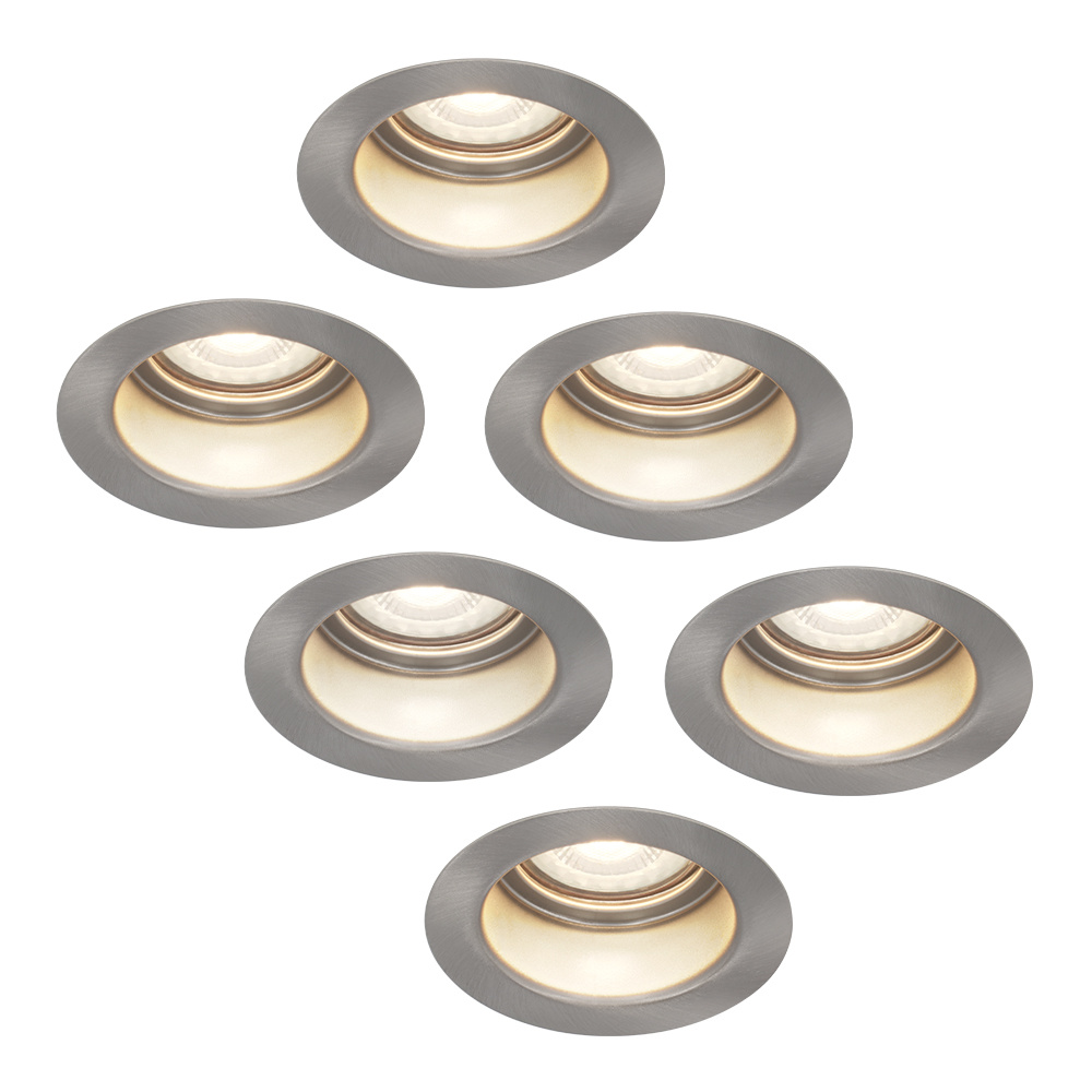 HOFTRONIC™ 6x Mari LED inbouwspot verzonken 5 Watt Neutraal wit 4000K Verwisselbare GU10 Dimbaar voor binnen en buiten RVS