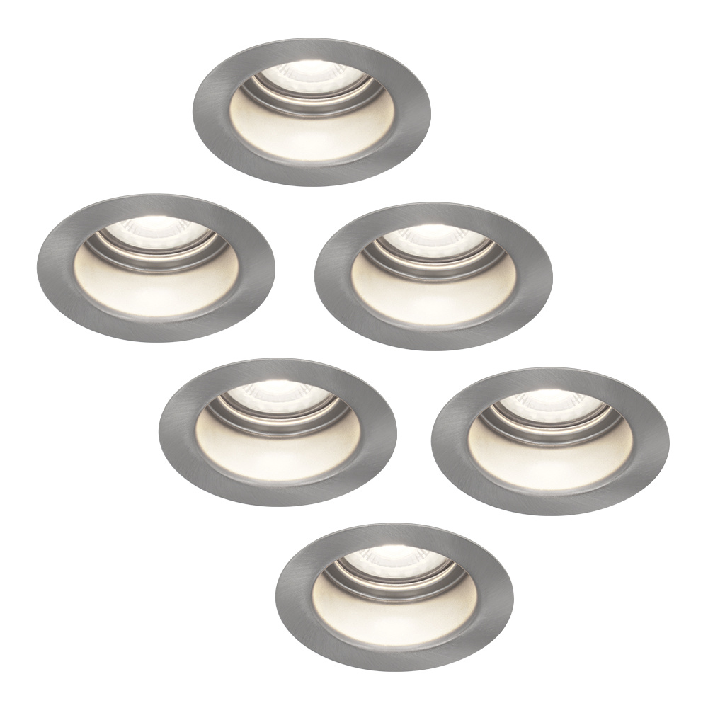 HOFTRONIC™ 6x Mari LED inbouwspot verzonken 5 Watt Daglicht wit 6000K Verwisselbare GU10 Dimbaar voor binnen en buiten RVS