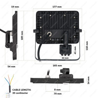 LED Breedstraler met sensor 30 Watt 6400K IP65 vervangt 270 Watt 3 jaar garantie