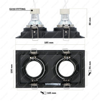 Durham dubbele LED inbouwspot - 2x5 Watt - Neutraal wit 4000K - Kantelbaar - Dimbaar - voor binnen - Zwart