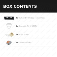 Durham dubbele LED inbouwspot - 2x5 Watt - Neutraal wit 4000K - Kantelbaar - Dimbaar - voor binnen - Zwart
