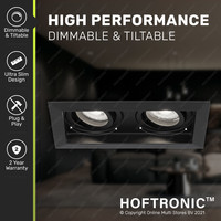 6x Durham dubbele LED inbouwspot - 2x5 Watt - Daglicht wit 6000K - Kantelbaar - Dimbaar - voor binnen - Zwart