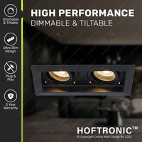 3x Durham double LED downlight - 2x5 Watt - Daylight white 6000K - Tiltable - Dimmable - for indoors - Black