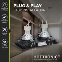 3x Durham double LED downlight - 2x5 Watt - Daylight white 6000K - Tiltable - Dimmable - for indoors - Black
