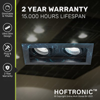 3x Durham double LED downlight - 2x5 Watt - Daylight white 6000K - Tiltable - Dimmable - for indoors - Black