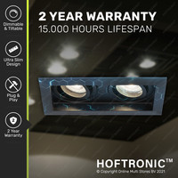 Durham dubbele LED inbouwspot - 2x5 Watt - Neutraal wit 4000K - Kantelbaar - Dimbaar - voor binnen - Zwart