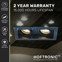 Durham dubbele LED inbouwspot - vierkant verzonken - 5 Watt - Warm wit 2700K - Kantelbaar - Dimbaar - voor binnen - Zwart