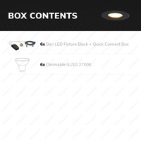 Set van 6 dimbare LED inbouwspots Bari zwart GU10 5 Watt 2700K IP65 spuitwaterdicht