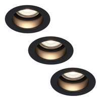3x Mari LED downlight - 5 Watt - Neutral white 4000K- GU10 LED module - Dimmable - Reduced recessed depth - for indoor and outdoor use - Black
