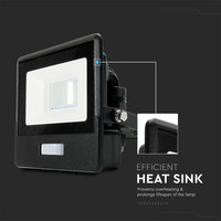 LED Floodlight with motion sensor - 10 Watt - 4000K - IP65 - 5 year warranty