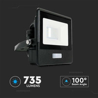 LED Floodlight with motion sensor - 10 Watt - 4000K - IP65 - 5 year warranty