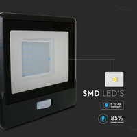 LED Floodlight with motion sensor - 30 Watt - 4000K - IP65 - 5 year warranty