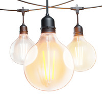 Smart LED lichterkette - 15m - inkl. 15 Smart Filament Lampen - Lichtkabel mit G125 Lichtquellen - für den Außenbereich geeignet - Smarte Lichterkette - WWCW