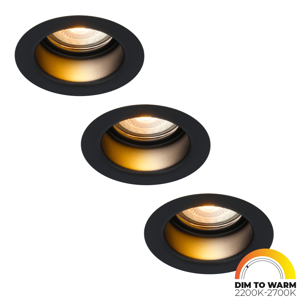 HOFTRONIC™ 3x Mari LED inbouwspot verzonken - 3.8 Watt - Dim to Warm - 2200-2700K - LED module - Dimbaar - Lagere inbouwdiepte - voor binnen en buiten - Zwart