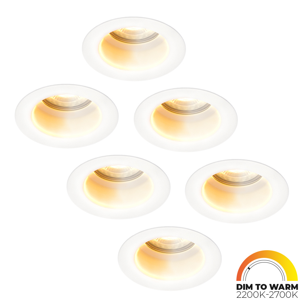 HOFTRONIC™ 6x Mari LED inbouwspot verzonken - 3.8 Watt - Dim to Warm - 2200-2700K - LED module - Dimbaar - Lagere inbouwdiepte - voor binnen en buiten - Wit