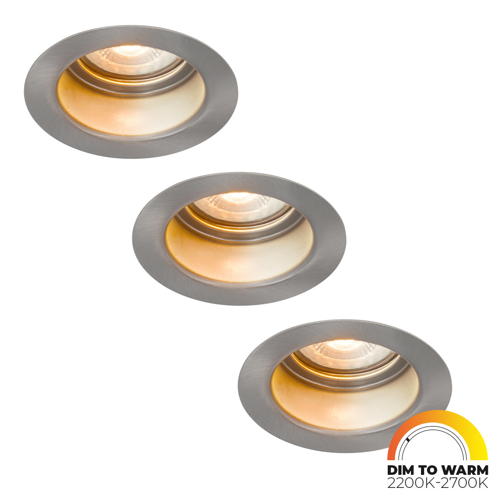 HOFTRONIC™ 3x Mari LED inbouwspot verzonken 3.8 Watt Dim to Warm 2200 2700K GU10 LED module Dimbaar Lagere inbouwdiepte voor binnen en buiten RVS