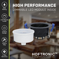 3x Mari LED downlight - 5 Watt - Neutral white 4000K- GU10 LED module - Dimmable - Reduced recessed depth - for indoor and outdoor use - Black