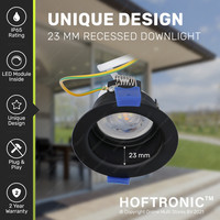 3x Mari LED downlight - 5 Watt - Neutral white 4000K- GU10 LED module - Dimmable - Reduced recessed depth - for indoor and outdoor use - Black