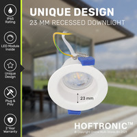 3x Mari LED downlight - 3.8 Watt - Neutral white 4000K- GU10 LED module - Dimmable - Reduced recessed depth - for indoor and outdoor use - White