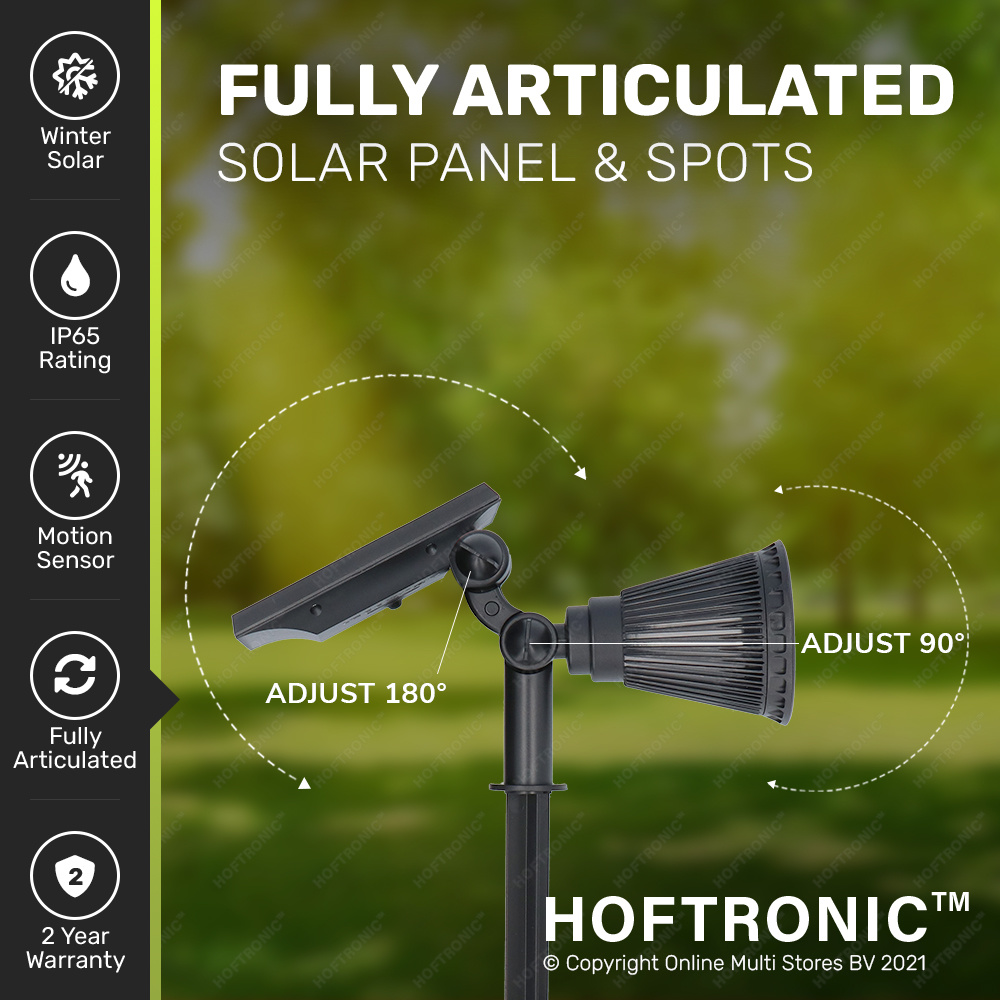 2x Solar LED Tuinspot Bend PIR met bewegingssensor 3000K warm wit Prikspot Tuinspot - Tuin spots, spots bodem buiten