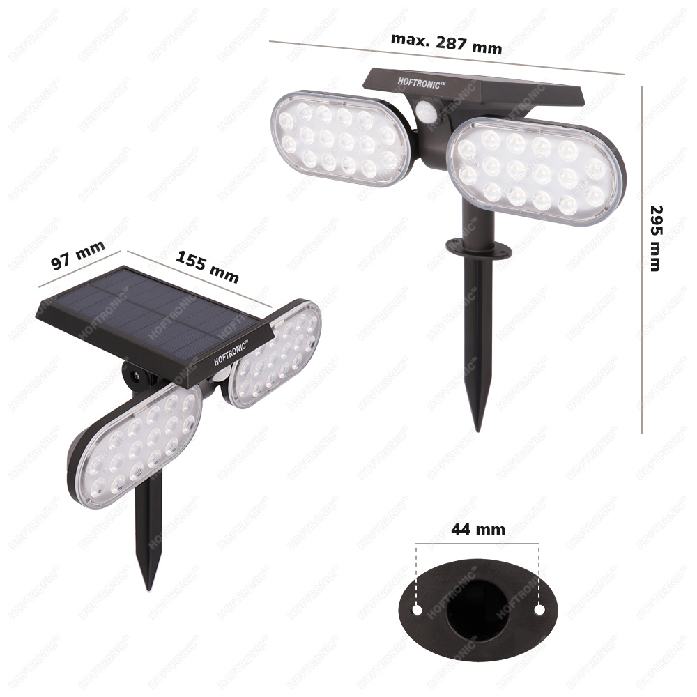 2x Solar LED Tuinspot Pato PIR met bewegingssensor 3000K warm wit Prikspot Grondspot - Tuin spots, spots bodem buiten