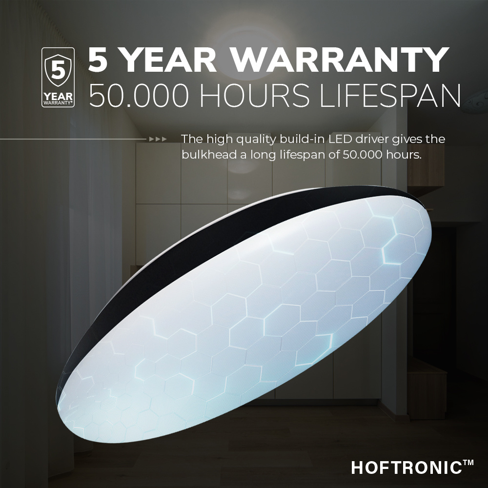 LED Plafondlamp/Plafonniere met sensor - Bewegingsmelder en schemerschakelaar - 25W Lichtkleur instelbaar - 2600lm - IK10 - Ø38 cm - zwart - IP65