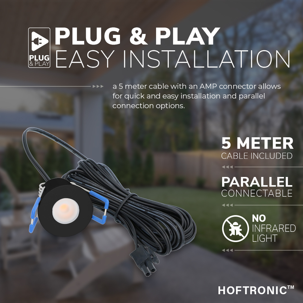 Milano - 4x inbouwspots veranda - Complete set - Plug & Play - IP65 - LED 2700 warm wit - 200 lumen - 12 volt - 3 Watt - Zwart