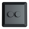 HOFTRONIC™ Dubbele dimmerknop incl. centraalplaat en raamwerk - Zwart - Geschikt voor art. 4406561