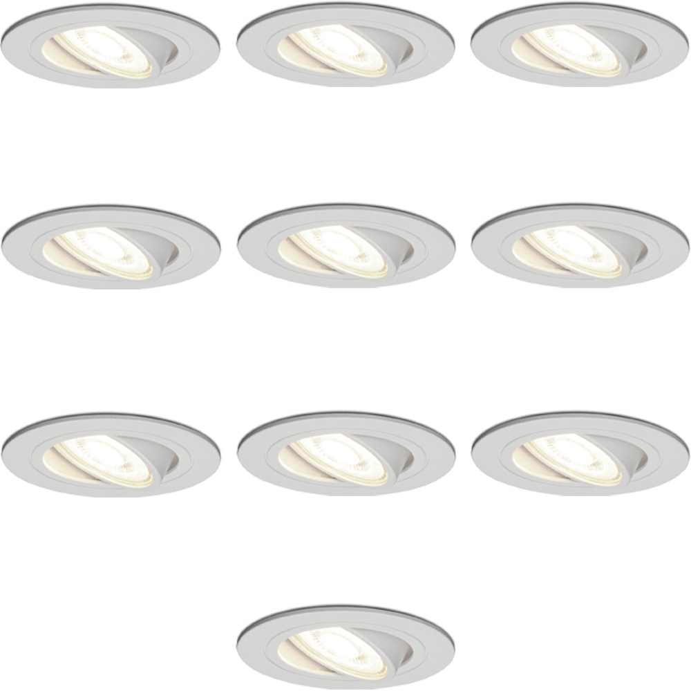 Hofronic Set van 10 LED Inbouwspots Wit Voor binnen Dimbaar 5 Watt 400Lumen 2700K extra warmwit licht Kantelbaar