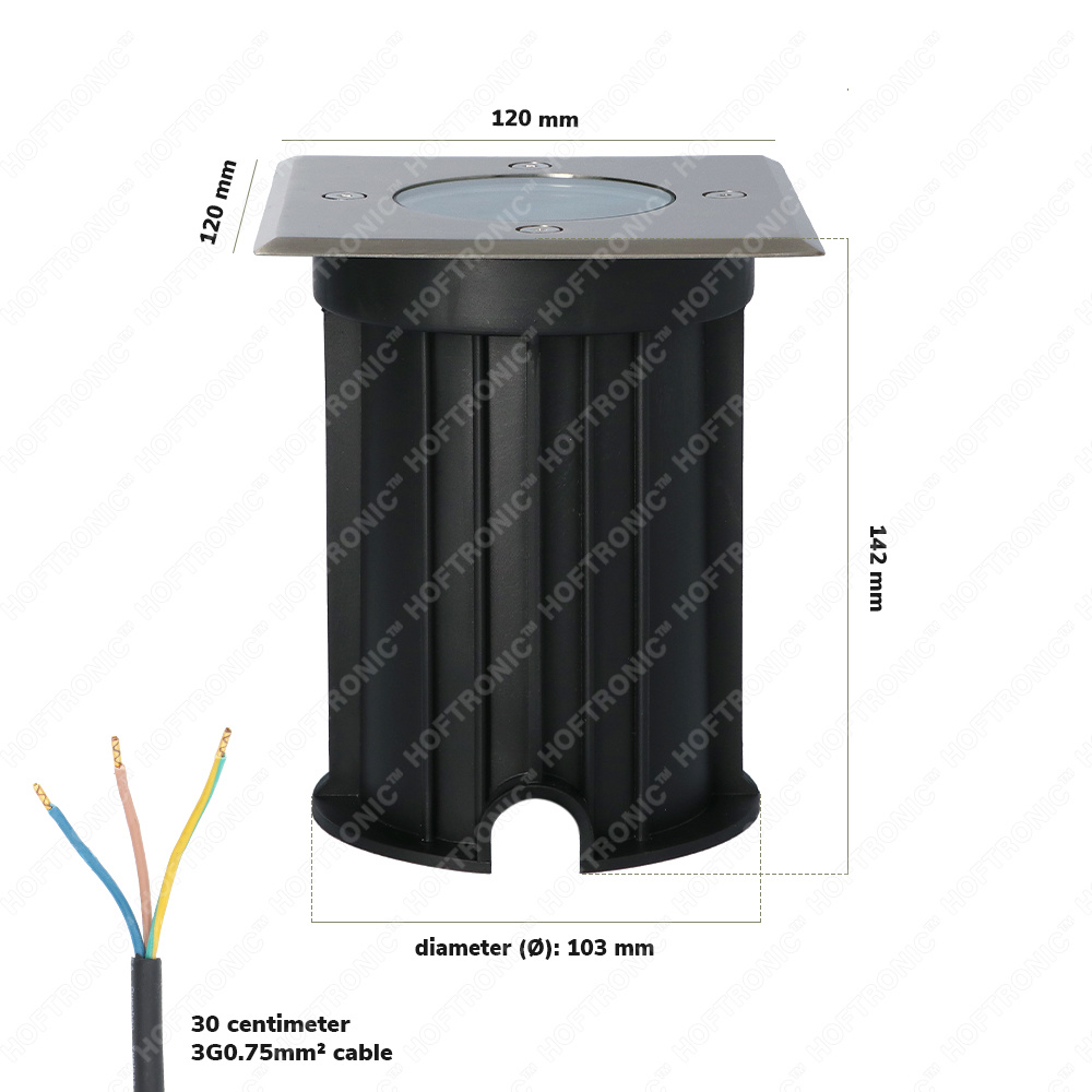 3x Ramsay dimbare LED grondspot - Vierkant - RVS - 4000K neutraal wit - 5 Watt - IP67 straal waterdicht - 3 jaar garantie Grondspot buiten 230V