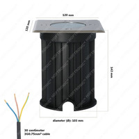 3x Ramsay dimbare LED Grondspot Vierkant RVS excl. lichtbron IP67 straal waterdicht 3 jaar garantie