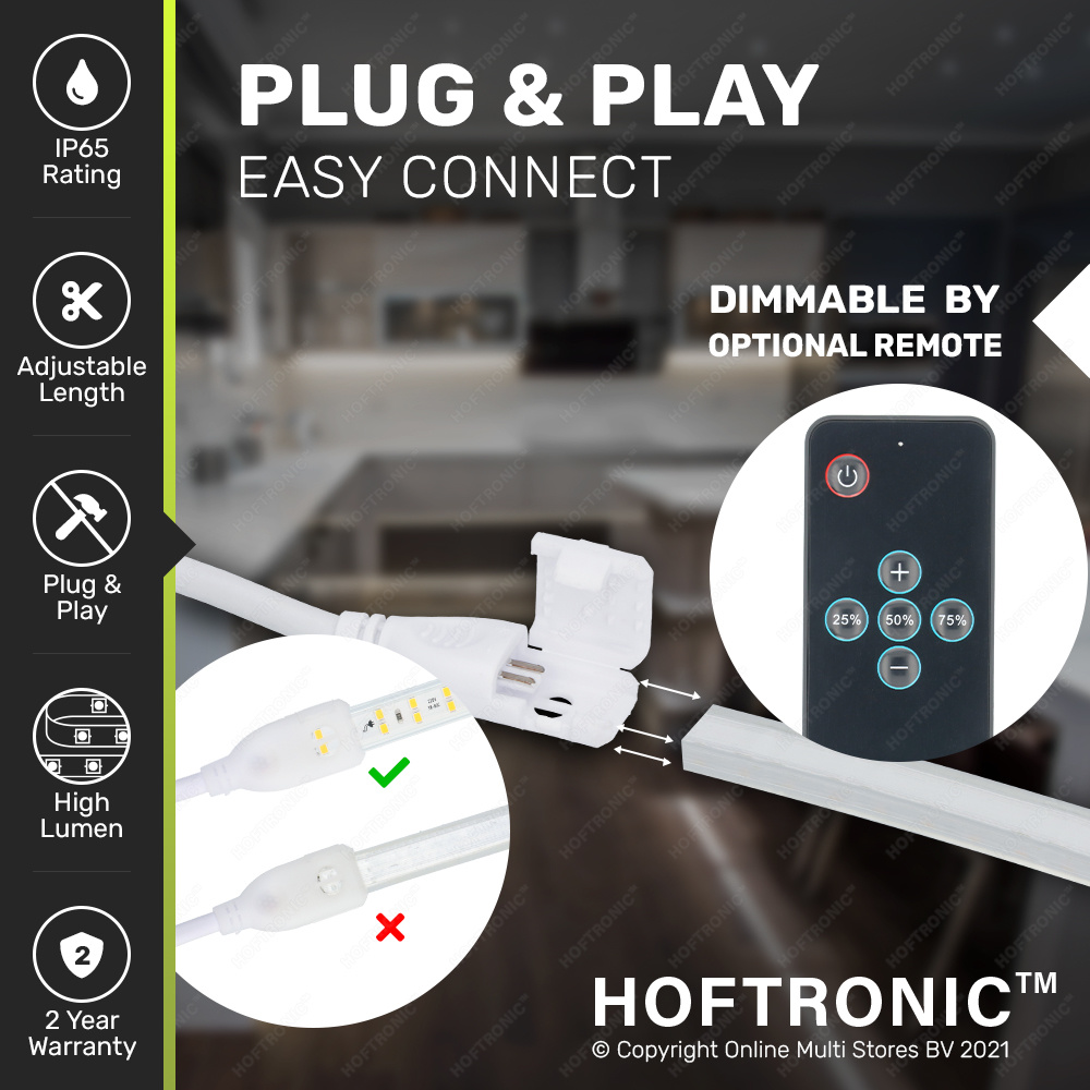 HOFTRONIC™ Dimmable LED Strip - 50m - 6000K - 60 LEDs/m - IP65 - Plug &  Play - SMD 2835 - Flex60 Series