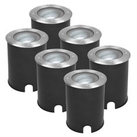 6x Lilly dimmbarer LED Bodenstrahler - Kippbar - überfahrbar - Rund - Edelstahl - 6000K - 5 Watt - IP67 wasserdicht - 3 Jahre Garantie