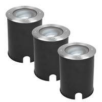 3x Lilly dimmbarer LED Bodenstrahler - Kippbar - überfahrbar - Rund - Edelstahl - 6000K - 5 Watt - IP67 wasserdicht - 3 Jahre Garantie