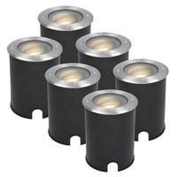 6x Lilly dimmbarer LED Bodenstrahler - Kippbar - überfahrbar - Rund - Edelstahl - 4000K - 5 Watt - IP67 wasserdicht - 3 Jahre Garantie