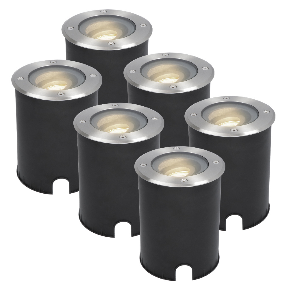 HOFTRONIC™ 6x Lilly dimbare LED Grondspot Kantelbaar Overrijdbaar Rond RVS 4000K 5 Watt IP67 waterdicht 3 jaar garantie