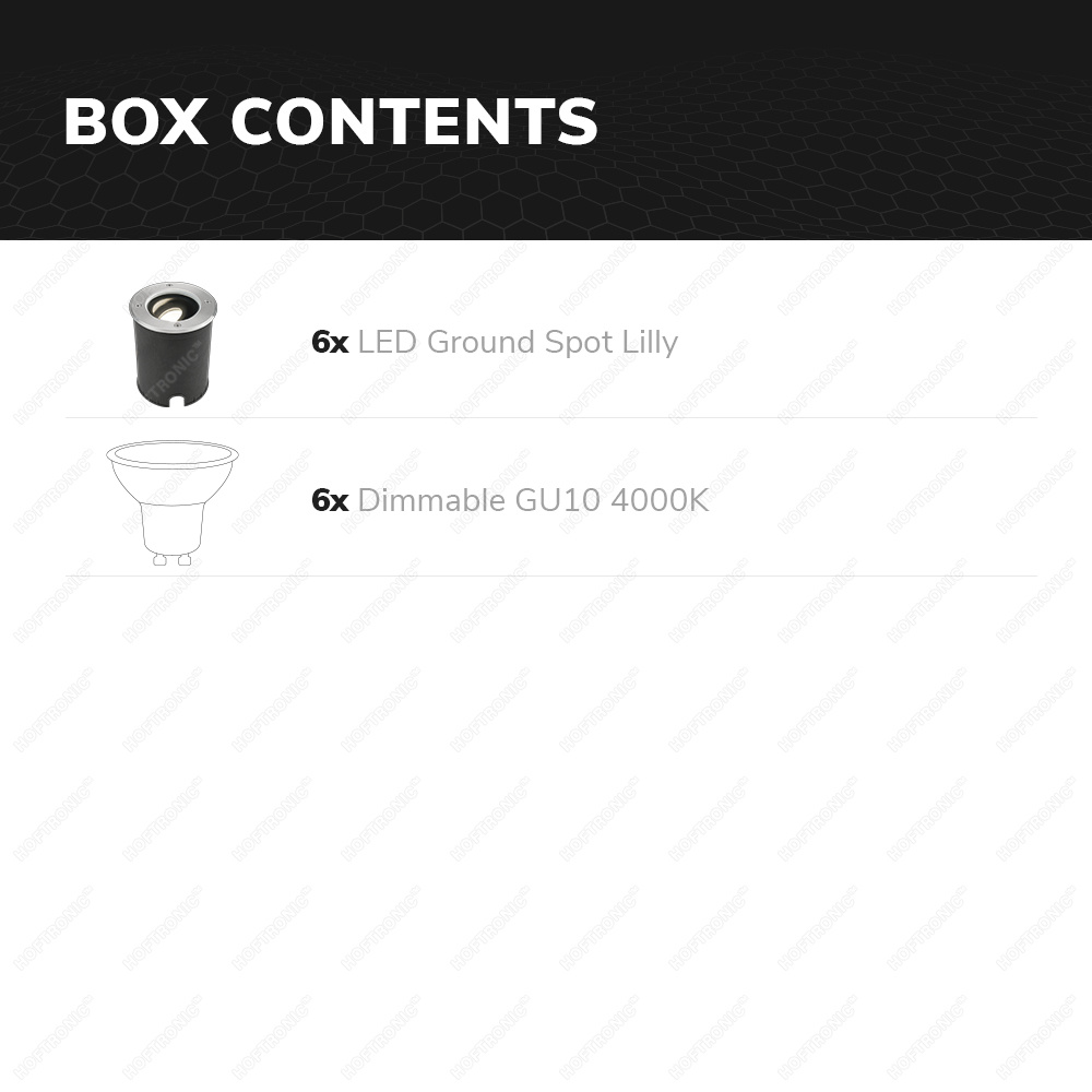 6x Lilly dimbare LED Grondspot - Kantelbaar - Overrijdbaar - Rond - RVS - 4000K - 5 Watt - IP67 waterdicht - 3 jaar garantie Grondspot buiten 230V