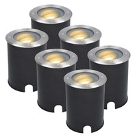 6x Lilly dimmbarer LED Bodenstrahler - Kippbar - überfahrbar - Rund - Edelstahl - 2700K - 5 Watt - IP67 wasserdicht - 3 Jahre Garantie